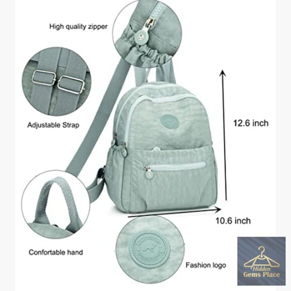 Mini Nylon Backpack Lightweight Travel Daypack Adjustable Strap 9 Pockets main image 5